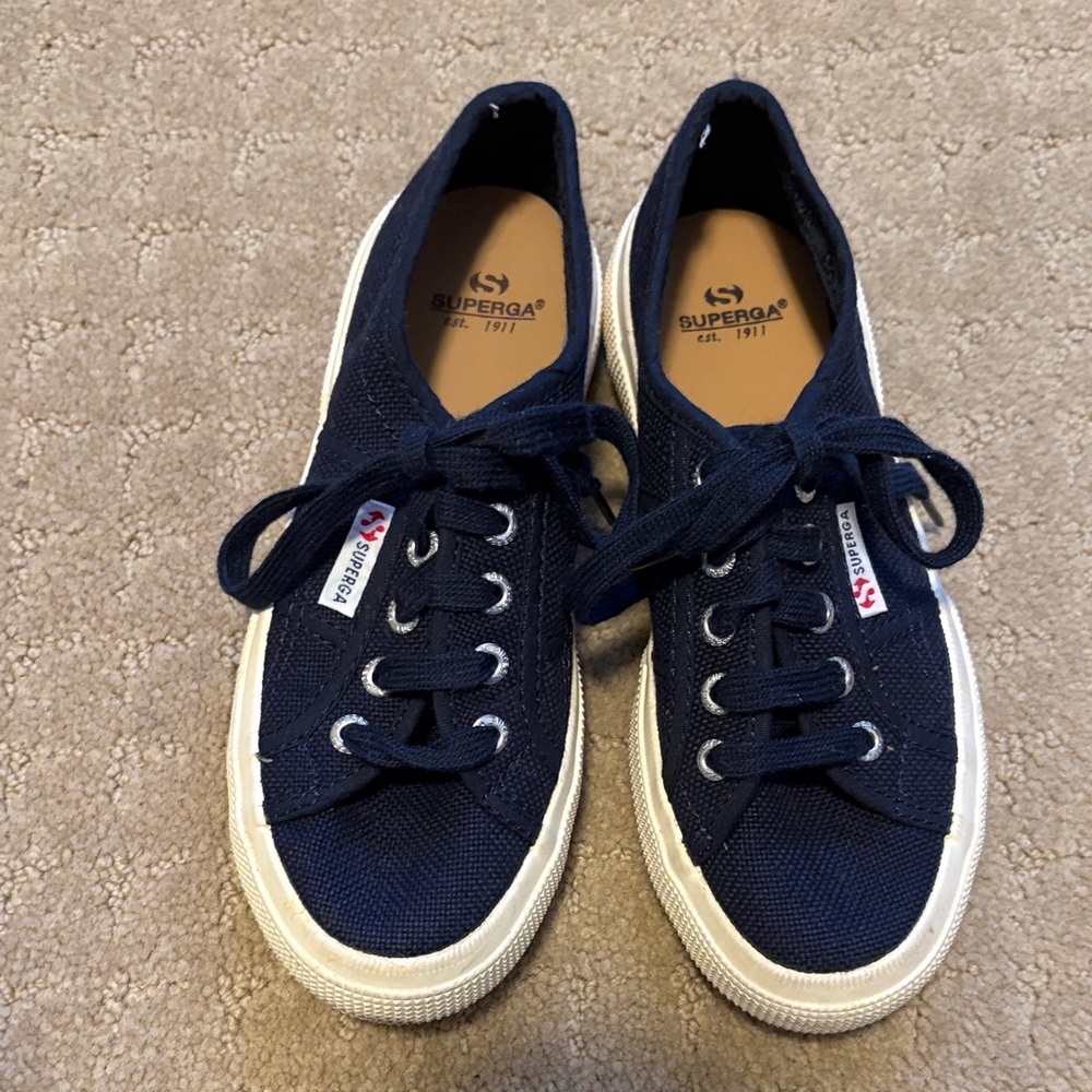 Superga UNISEX Kids Navy Canvas Sneakers Size EU30 (US 12.5) Excellent Condition